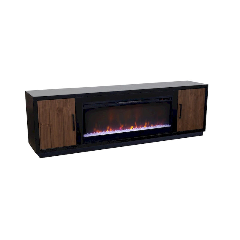 83 inch Fireplace TV Stand for TVs up to 95 inches, Minimal Assembly, Black and Walnut Finish