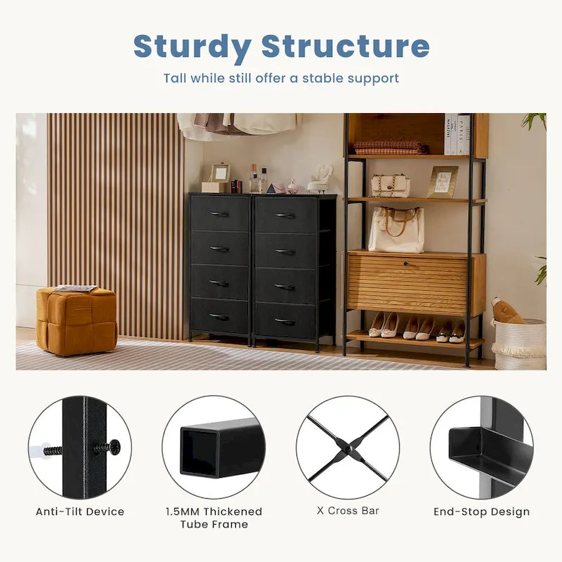 4-Drawer Fabric Dresser, Foldable Storage Cabinet Organizer