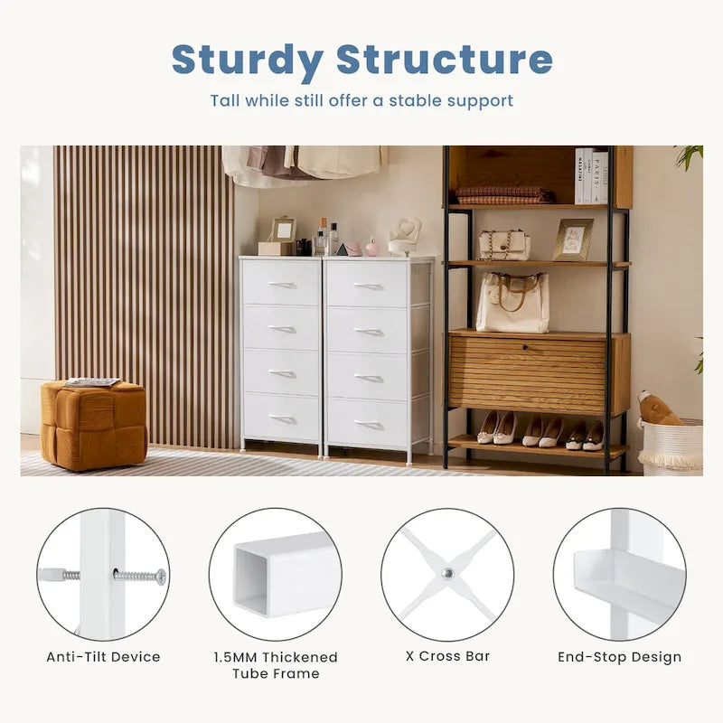 4-Drawer Fabric Dresser, Foldable Storage Cabinet Organizer