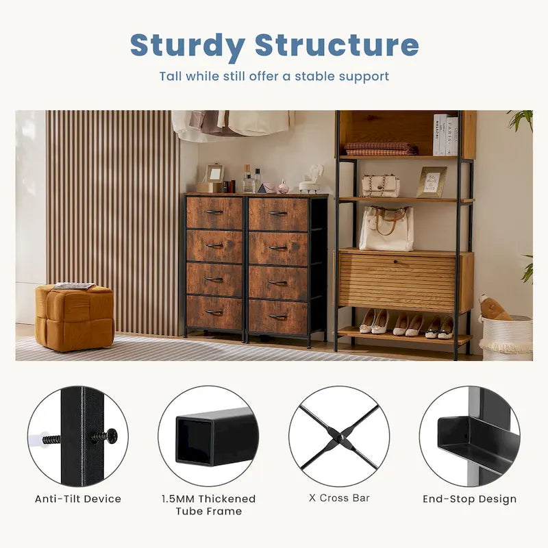 4-Drawer Fabric Dresser, Foldable Storage Cabinet Organizer