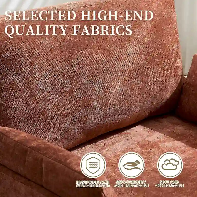 Chenille Upholstered Convertible Sleeper Recliner Foldable Chair Bed with 3 Pillows