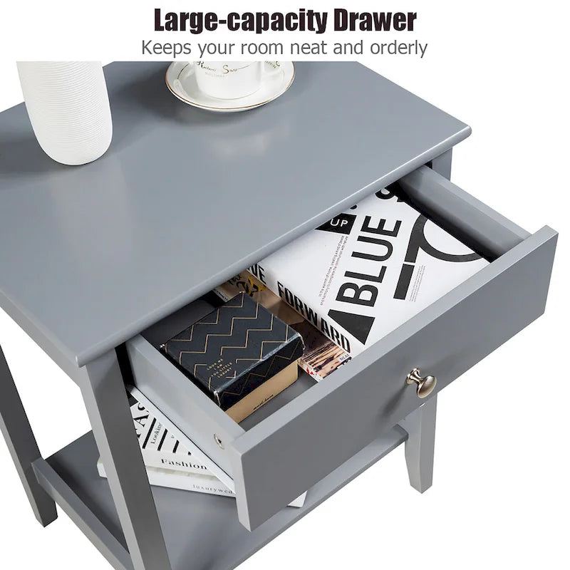 Nightstand End Table Storage Display Bedroom Furniture Drawer