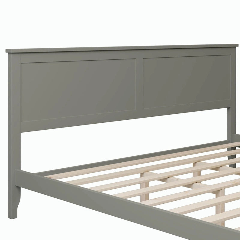 King Pine Platform Bed with Headboard & Slats