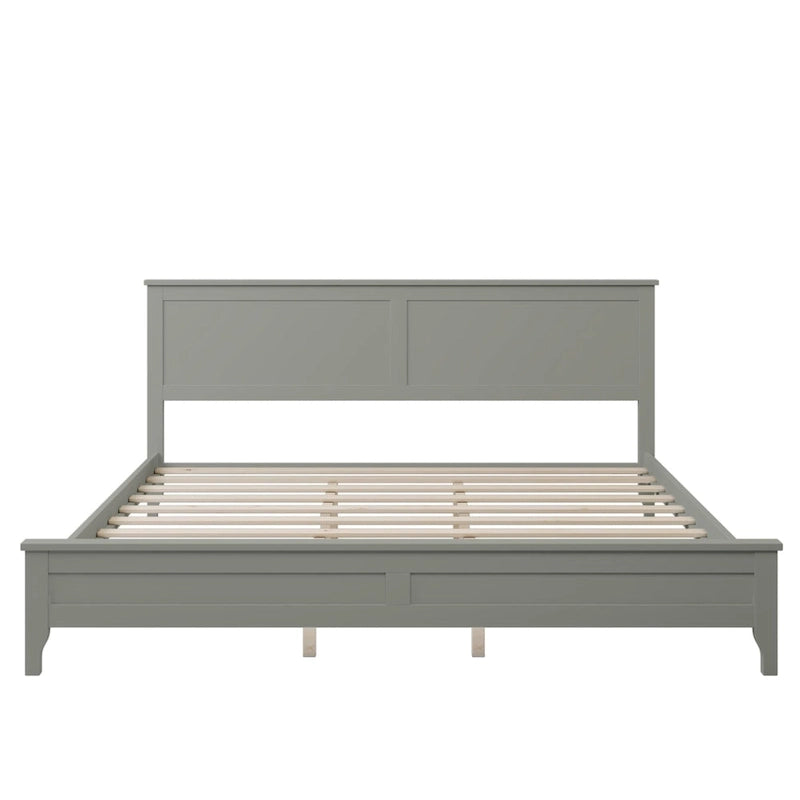 King Pine Platform Bed with Headboard & Slats
