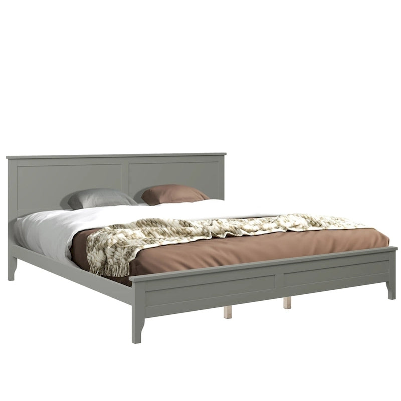 King Pine Platform Bed with Headboard & Slats