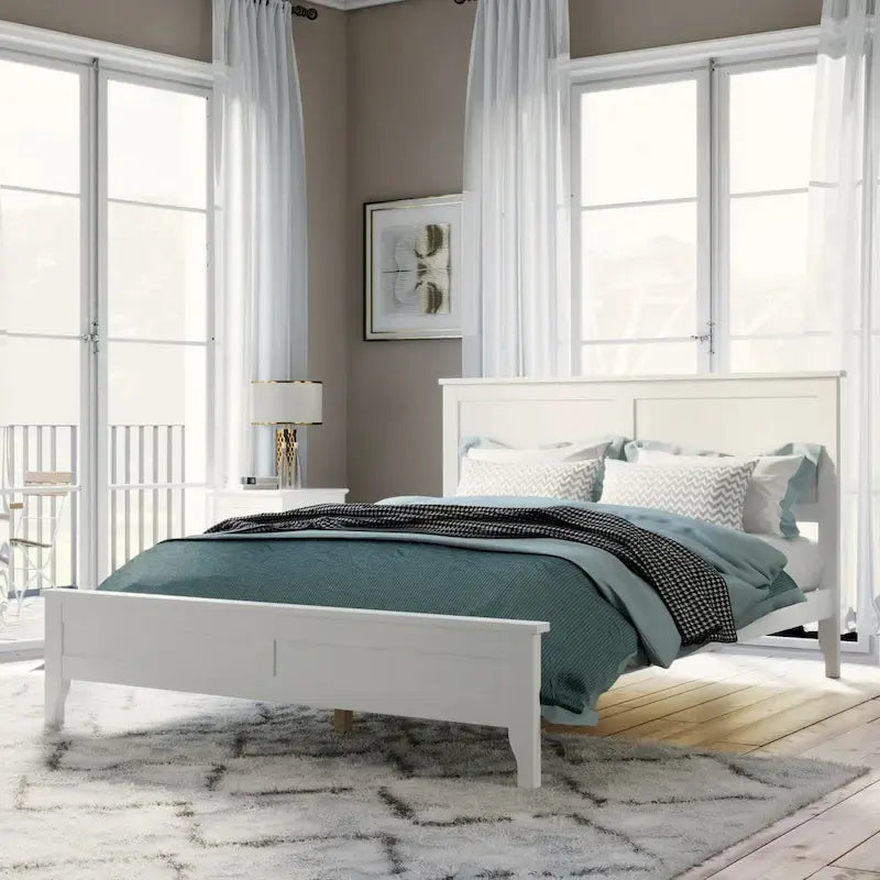 King Pine Platform Bed with Headboard & Slats