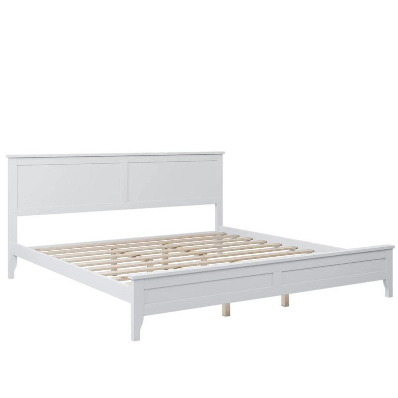 King Pine Platform Bed with Headboard & Slats