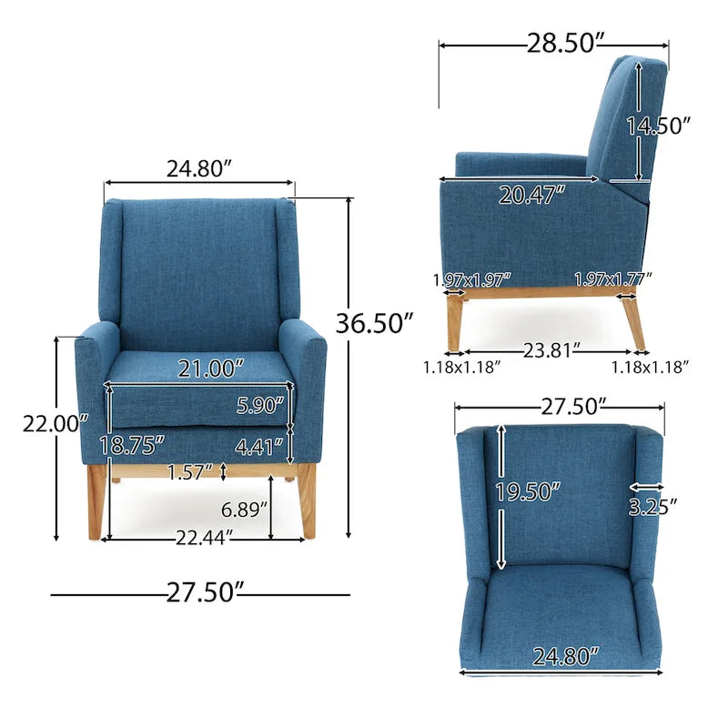 Mid-century Upholstered Accent Chair 27.50 L x 28.50 W x 36.50 H