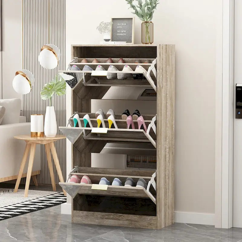 Mirrored Flip Drawer Shoe Cabinet Storage Cabinet Organizer