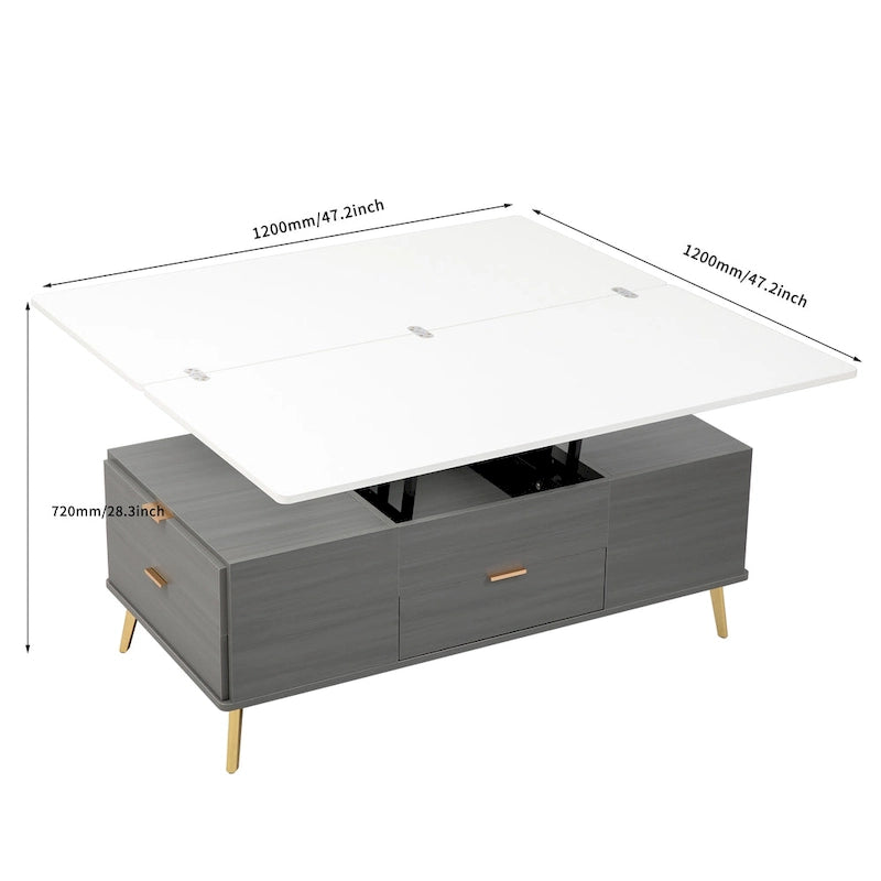 Modern Lift Top Coffee Table Multi Functional Table with Drawers