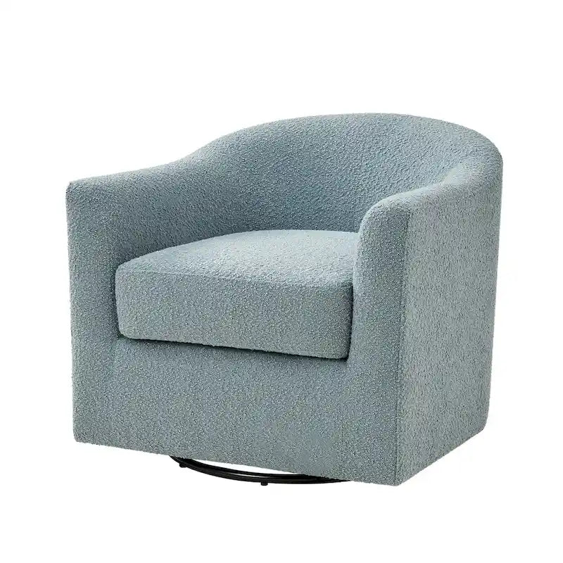 Modern Ergonomic Boucle Upholstered Swivel Barrel Chair