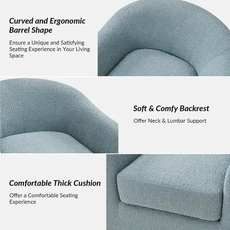 Modern Ergonomic Boucle Upholstered Swivel Barrel Chair