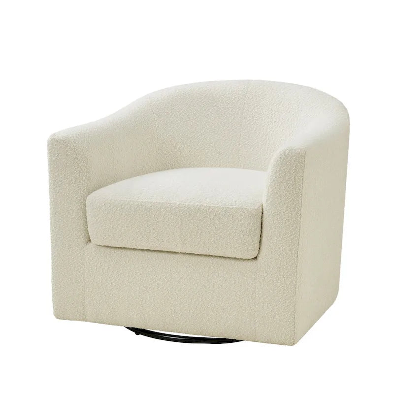 Modern Ergonomic Boucle Upholstered Swivel Barrel Chair