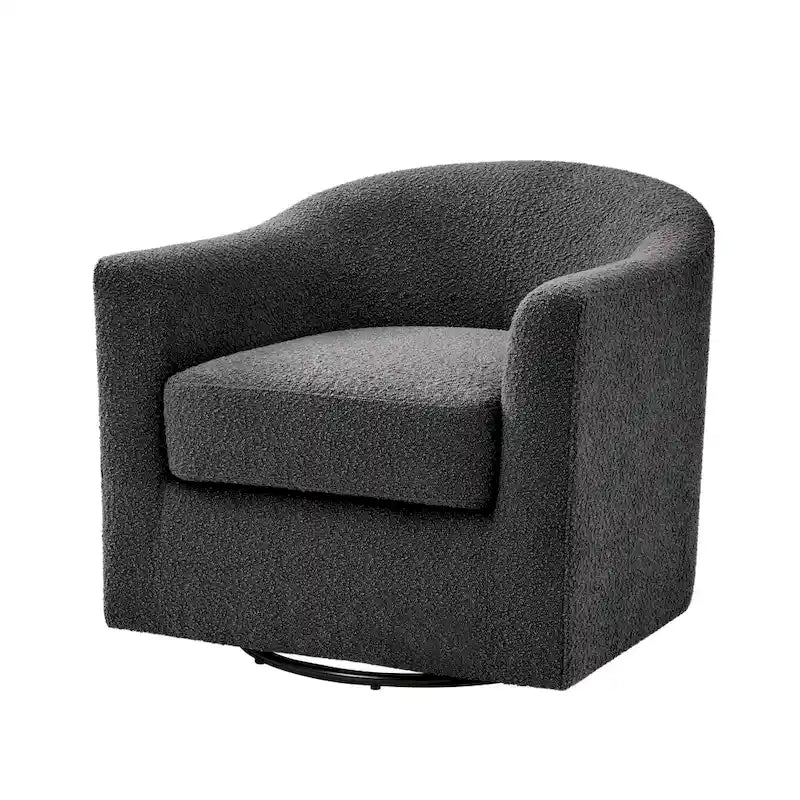 Modern Ergonomic Boucle Upholstered Swivel Barrel Chair