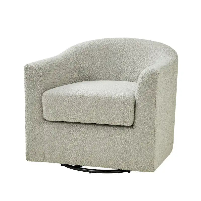 Modern Ergonomic Boucle Upholstered Swivel Barrel Chair