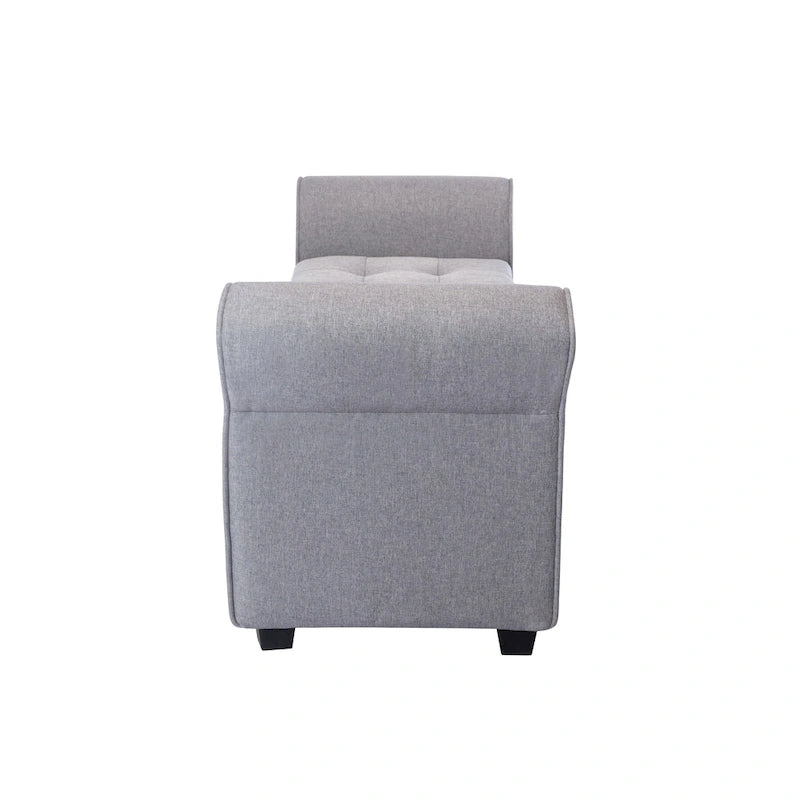Storage Bench, Rolled Armrests, Fabric Upholstery