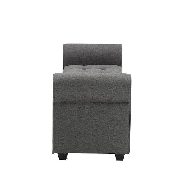 Storage Bench, Rolled Armrests, Fabric Upholstery