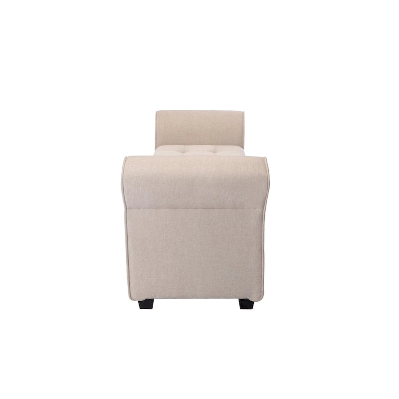 Storage Bench, Rolled Armrests, Fabric Upholstery