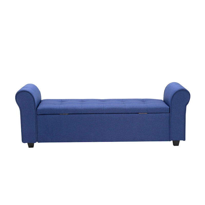 Storage Bench, Rolled Armrests, Fabric Upholstery