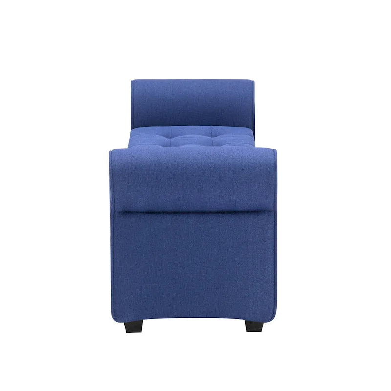 Storage Bench, Rolled Armrests, Fabric Upholstery