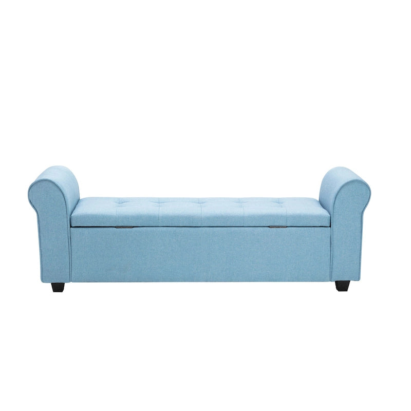 Storage Bench, Rolled Armrests, Fabric Upholstery