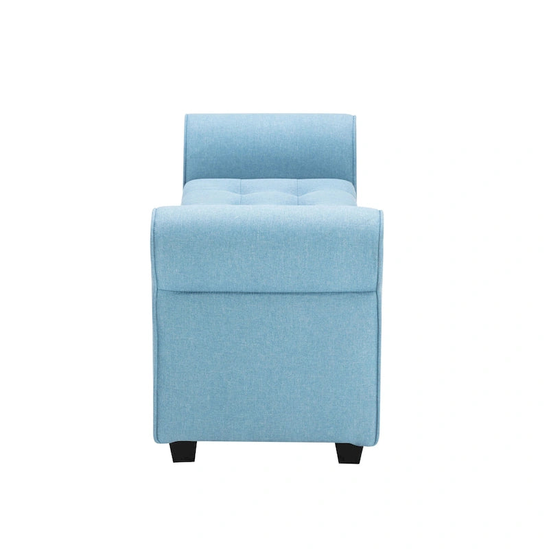 Storage Bench, Rolled Armrests, Fabric Upholstery