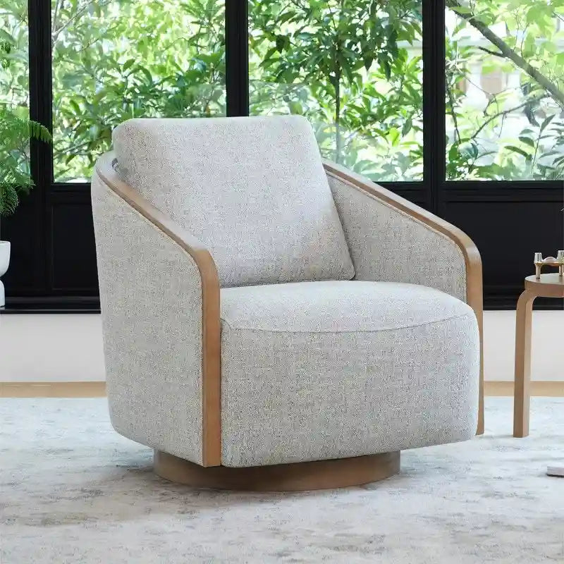 Modern Upholstered Living Room Swivel Bucket Accent Chair