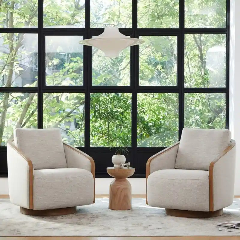 Modern Upholstered Living Room Swivel Bucket Accent Chair