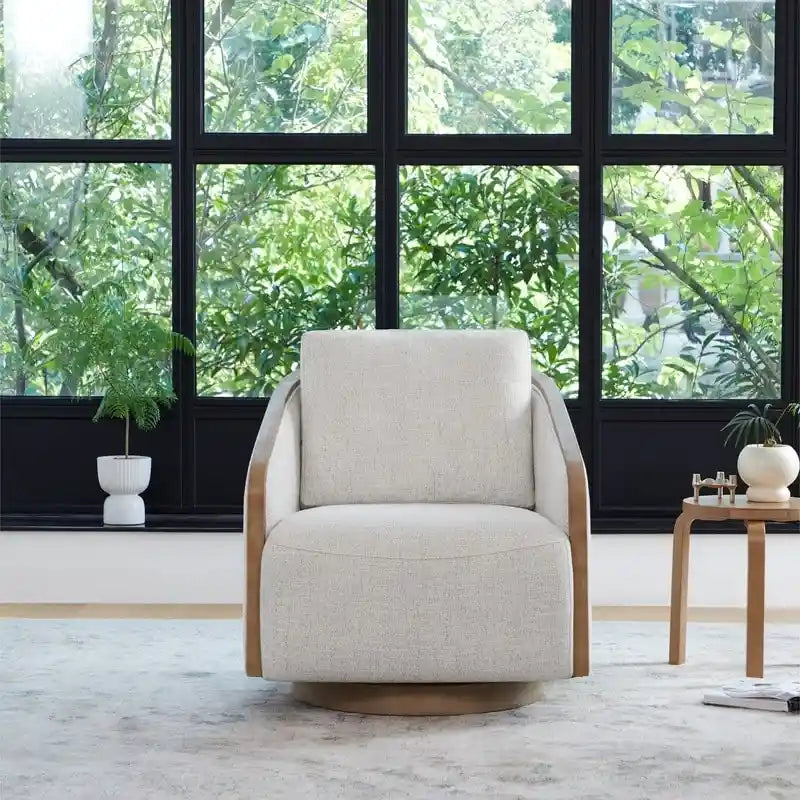 Modern Upholstered Living Room Swivel Bucket Accent Chair