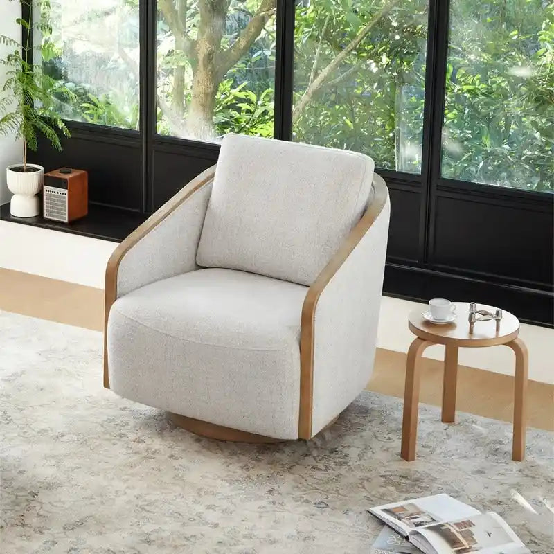 Modern Upholstered Living Room Swivel Bucket Accent Chair