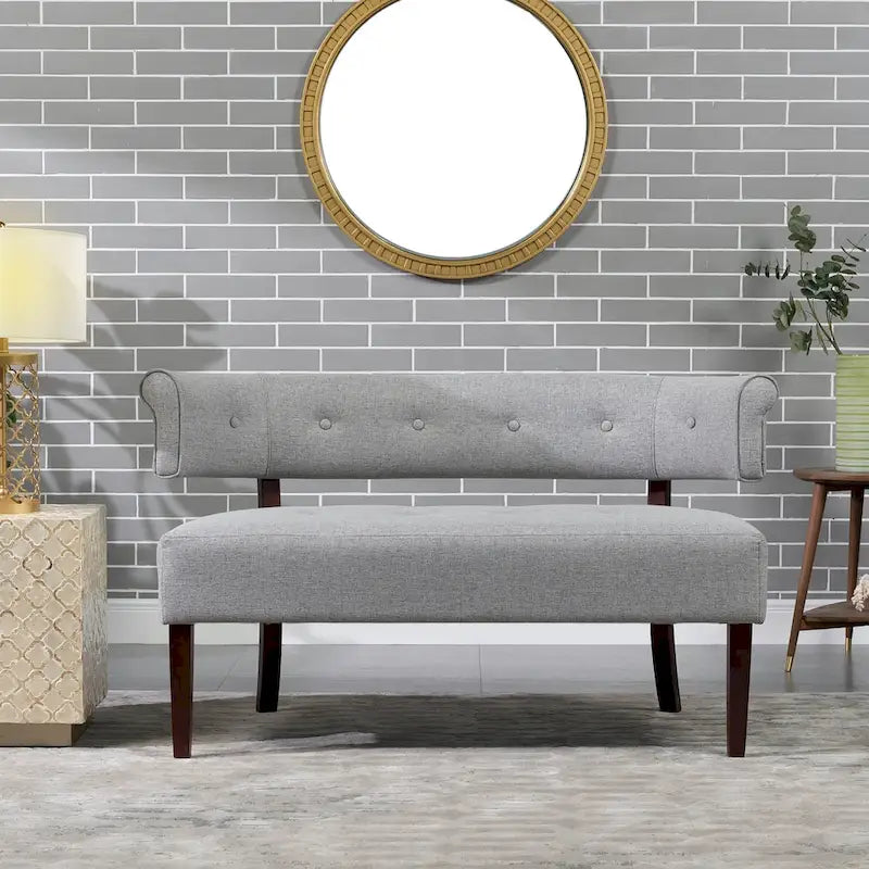 51 Modern Recessed Arm Tufted Bench Settee