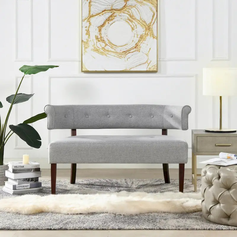51 Modern Recessed Arm Tufted Bench Settee