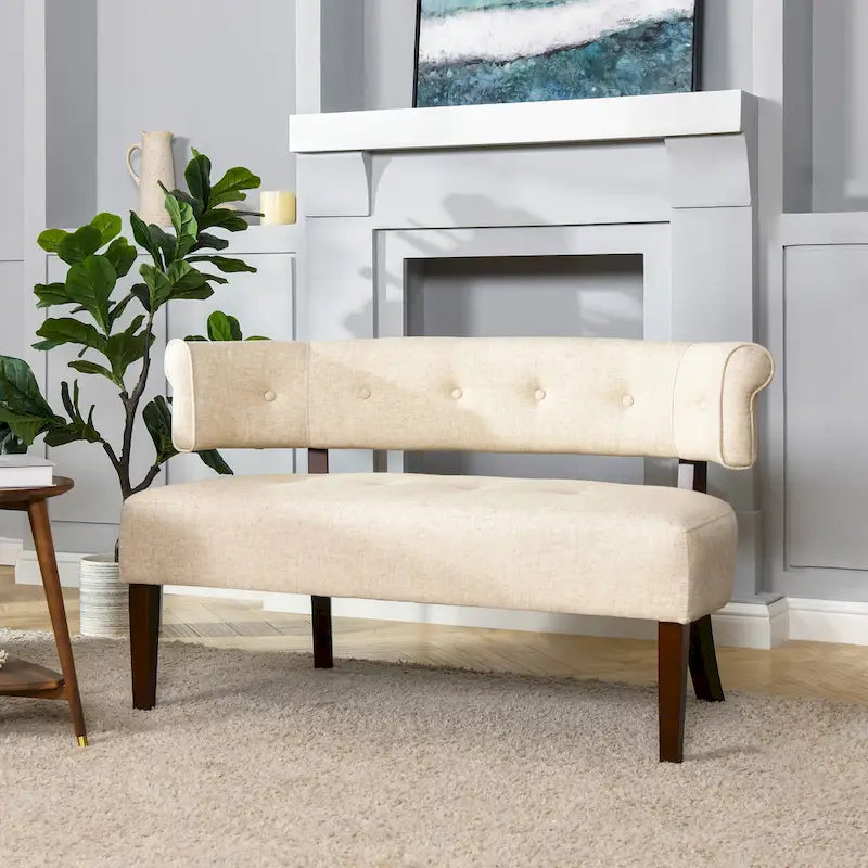 51 Modern Recessed Arm Tufted Bench Settee
