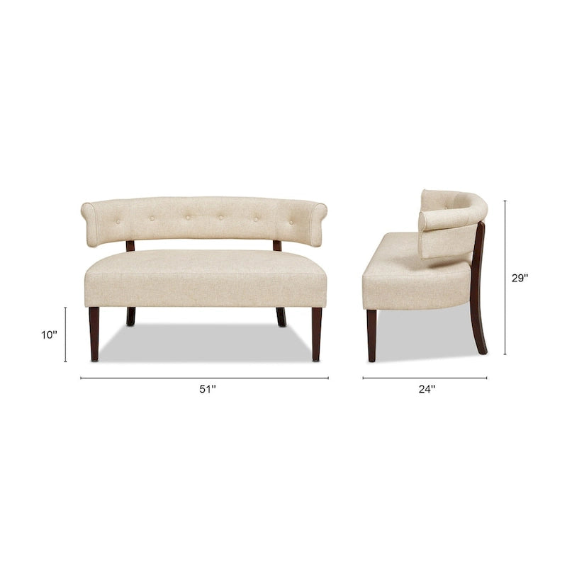 51 Modern Recessed Arm Tufted Bench Settee