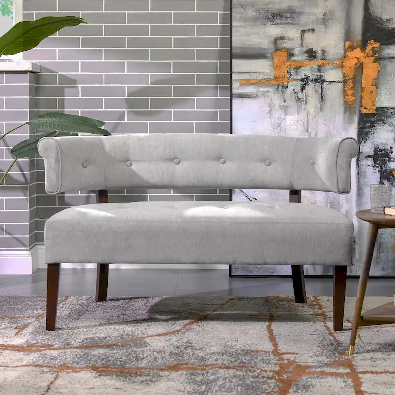51 Modern Recessed Arm Tufted Bench Settee