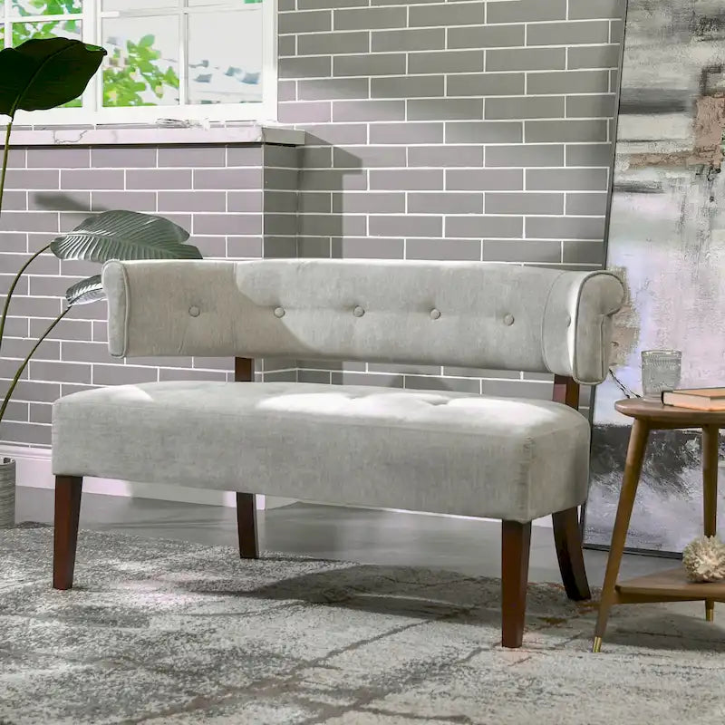 51 Modern Recessed Arm Tufted Bench Settee