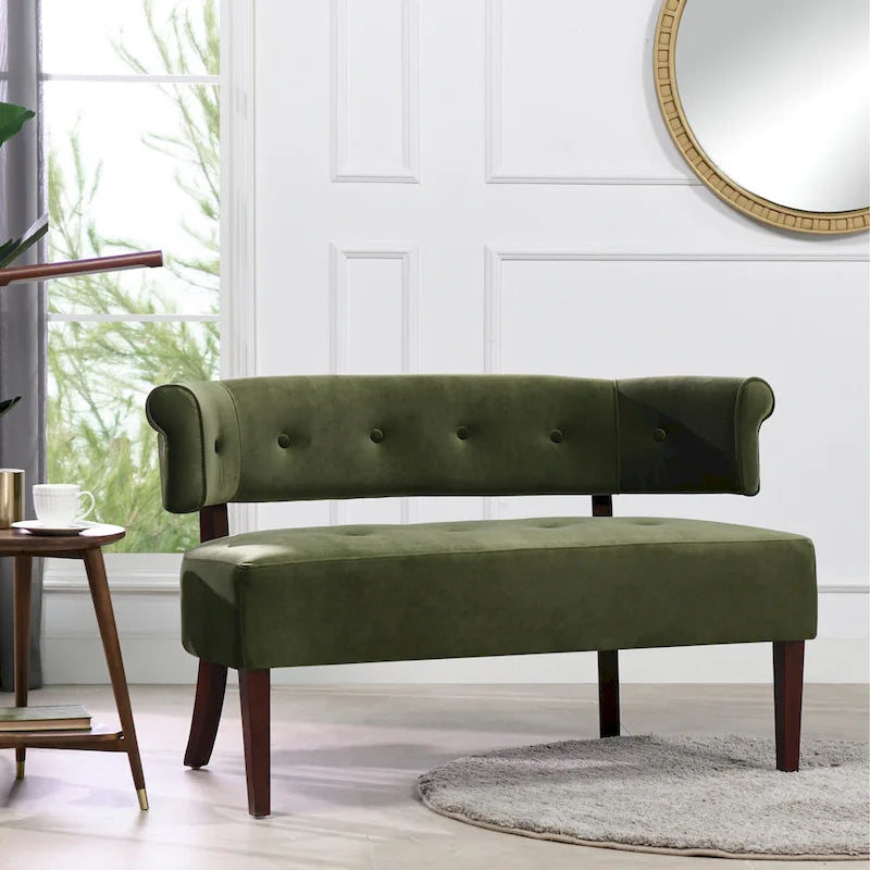 51 Modern Recessed Arm Tufted Bench Settee