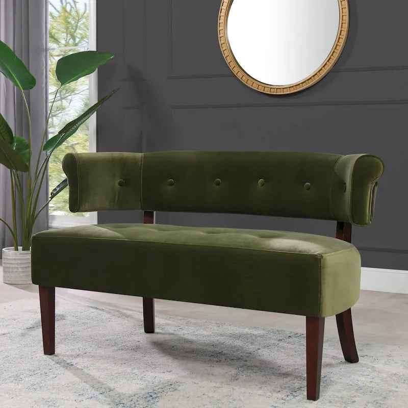51 Modern Recessed Arm Tufted Bench Settee