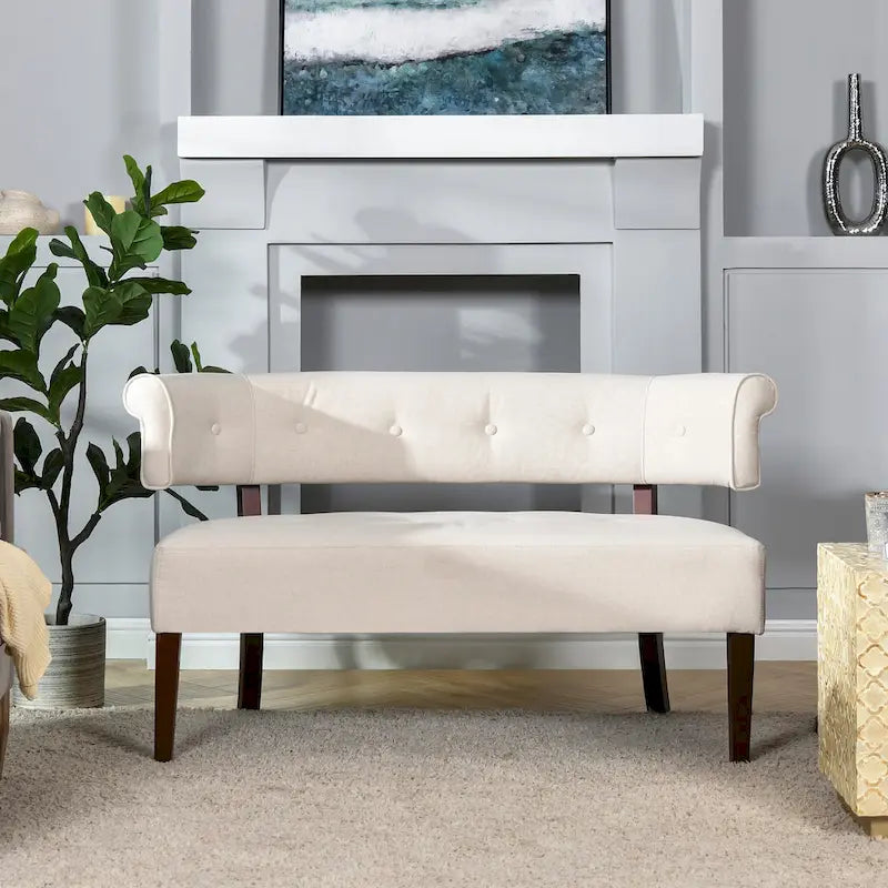 51 Modern Recessed Arm Tufted Bench Settee