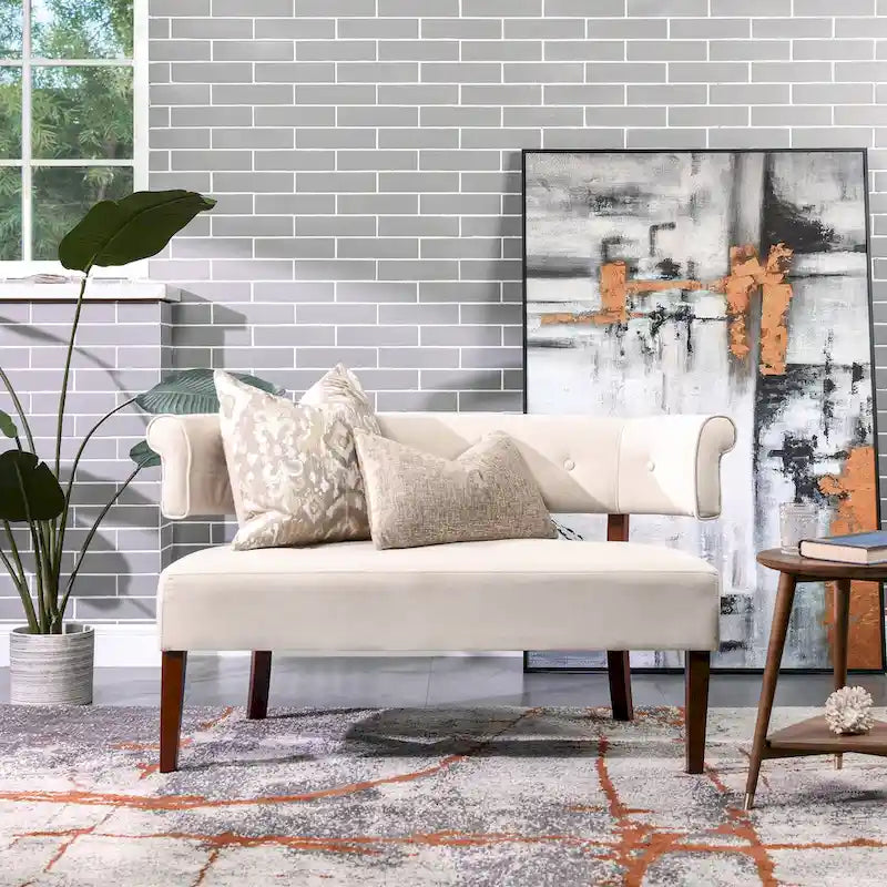 51 Modern Recessed Arm Tufted Bench Settee