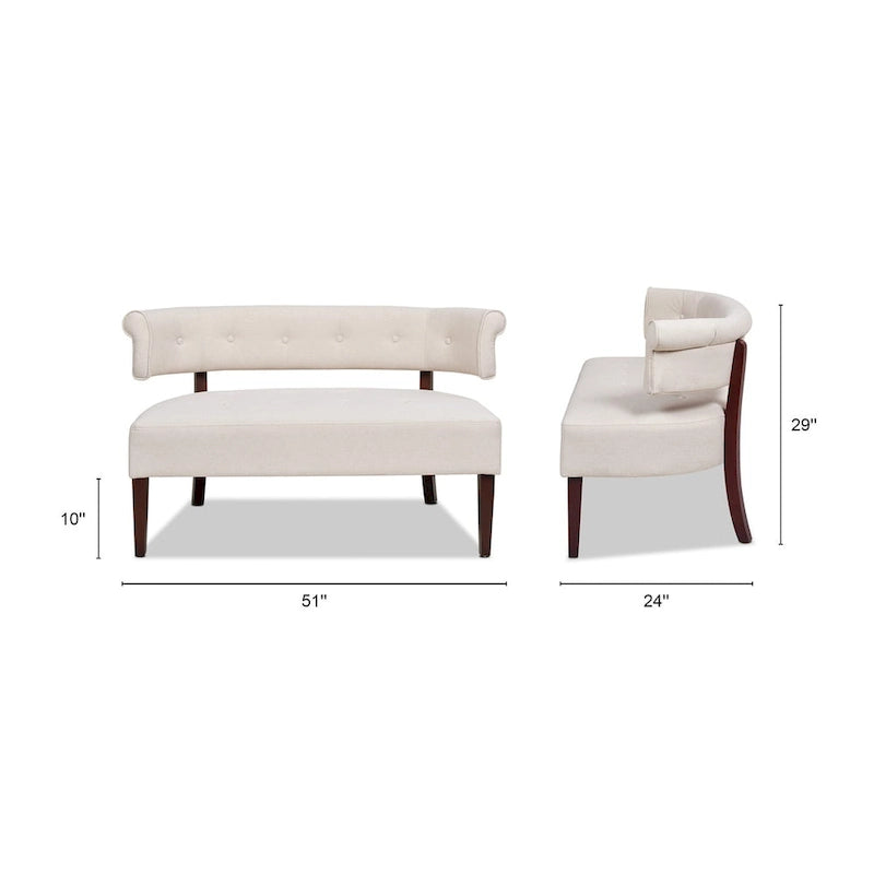 51 Modern Recessed Arm Tufted Bench Settee