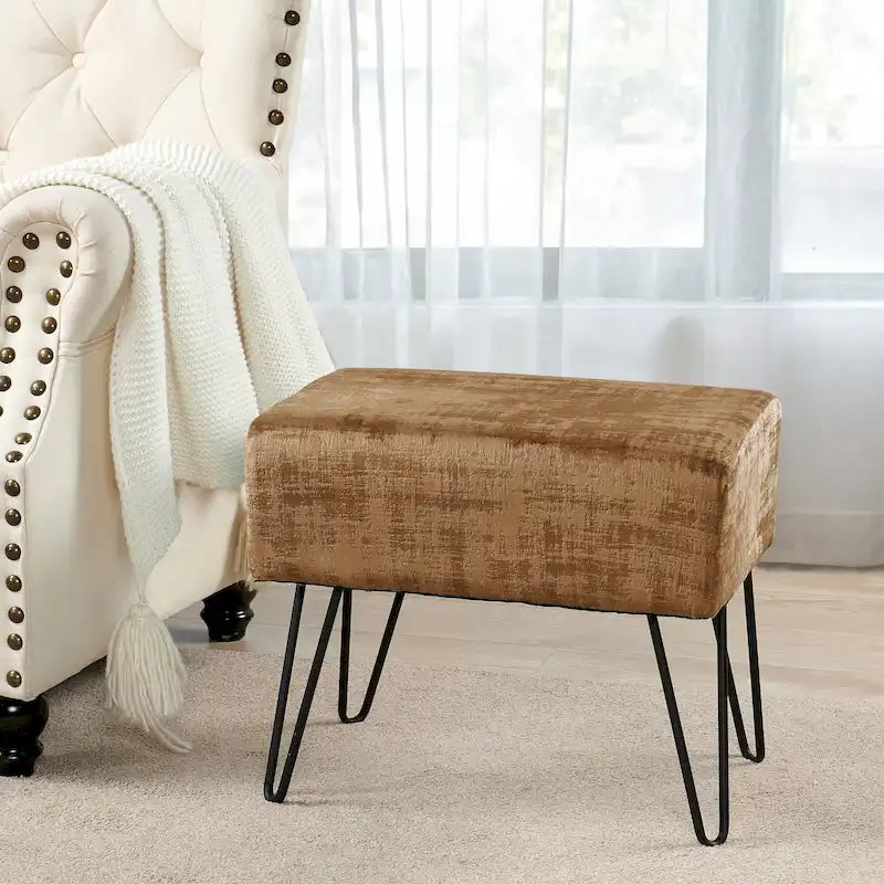 Textured Velvet Ottoman