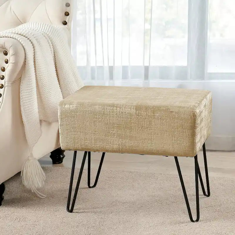 Textured Velvet Ottoman