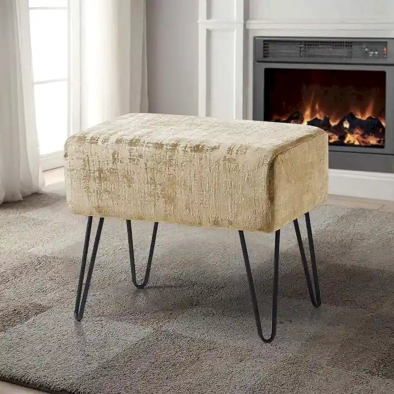 Textured Velvet Ottoman