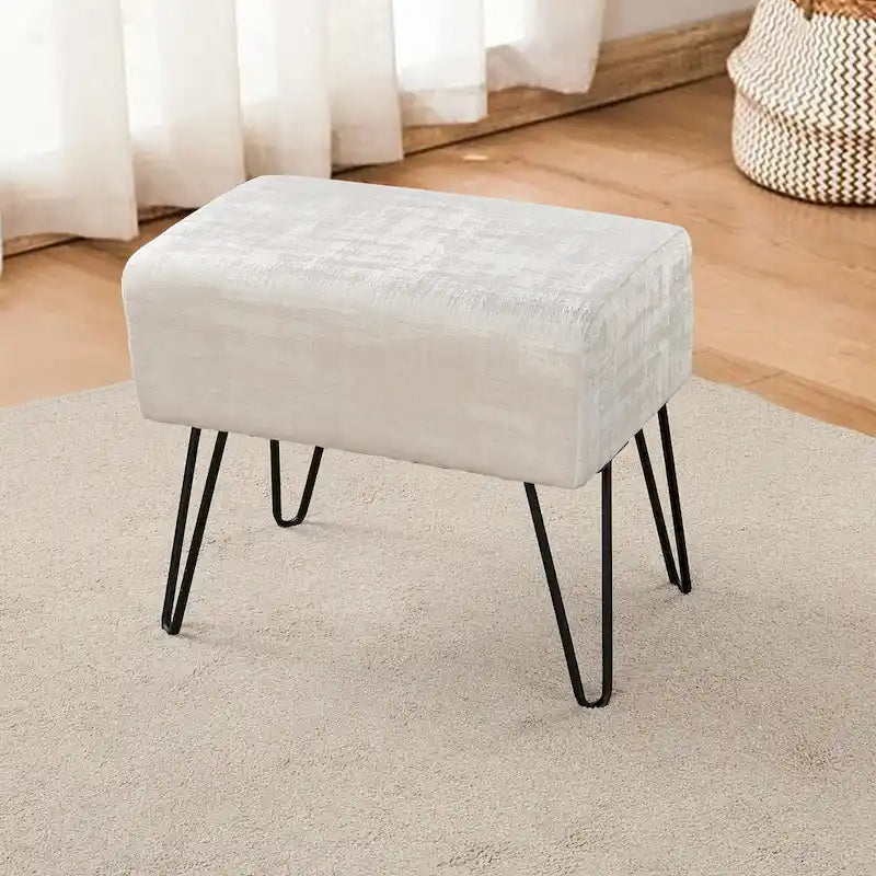 Textured Velvet Ottoman