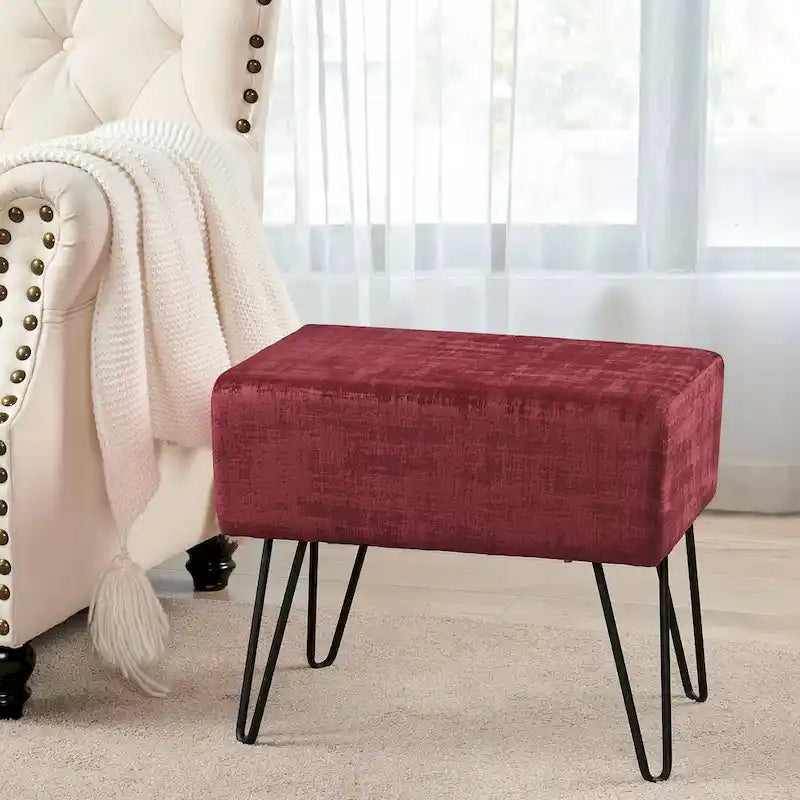Textured Velvet Ottoman
