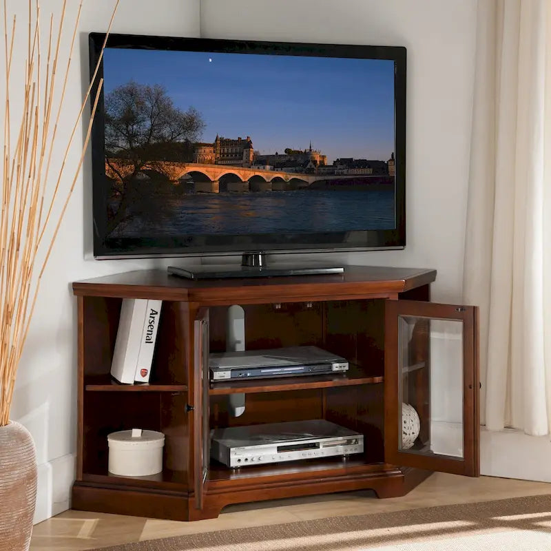 Solid Wood Mission Oak Two Door Corner TV Stand