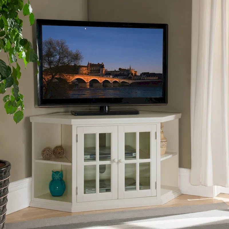 Solid Wood Mission Oak Two Door Corner TV Stand