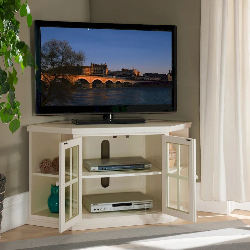 Solid Wood Mission Oak Two Door Corner TV Stand