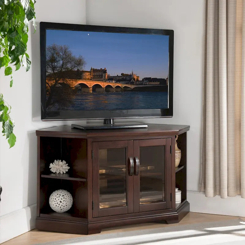 Solid Wood Mission Oak Two Door Corner TV Stand